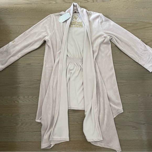 NWT Adrienne Vittadini Women's Velvet Taupe Open Drape Cardigan Size Large - Picture 1 of 10